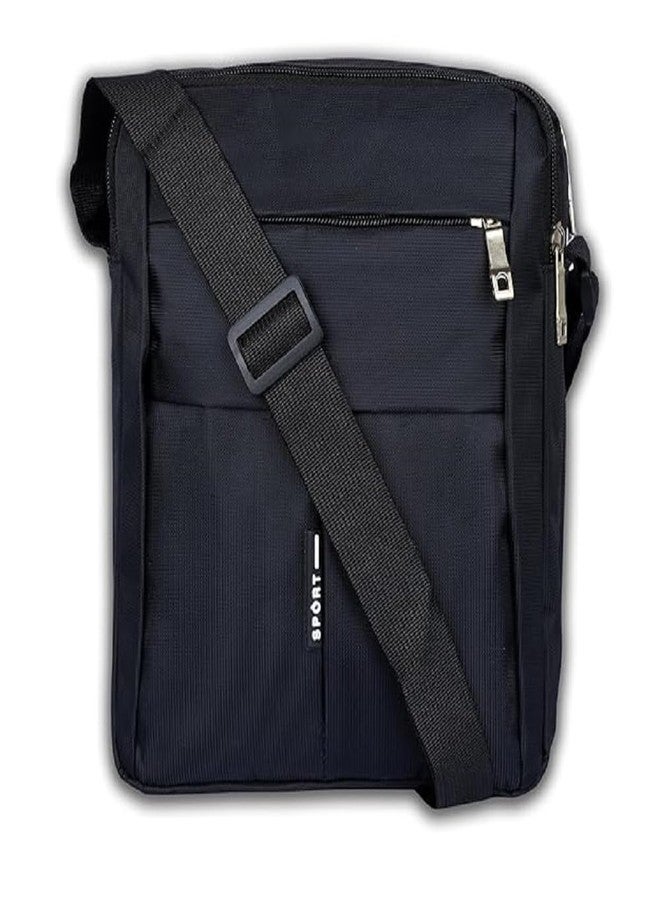 LEAFZY Nylon Sling Cross Body Water Resistance Travel Shoulder Bag | Work Business Messenger Bag with Adjustable Strap for Men Women (Black) - Image 1